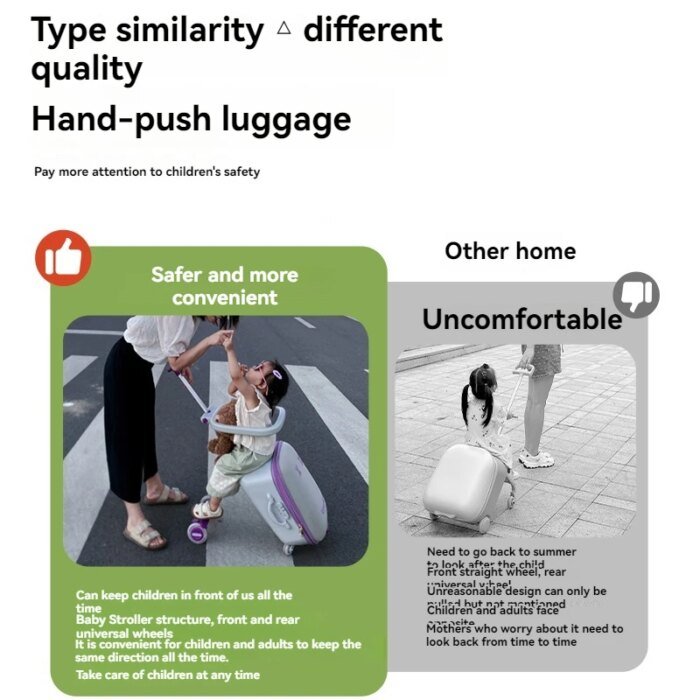 Children's Luggage Case Can Ride and Walk the Baby's Suitcase Stroller. - Image 3