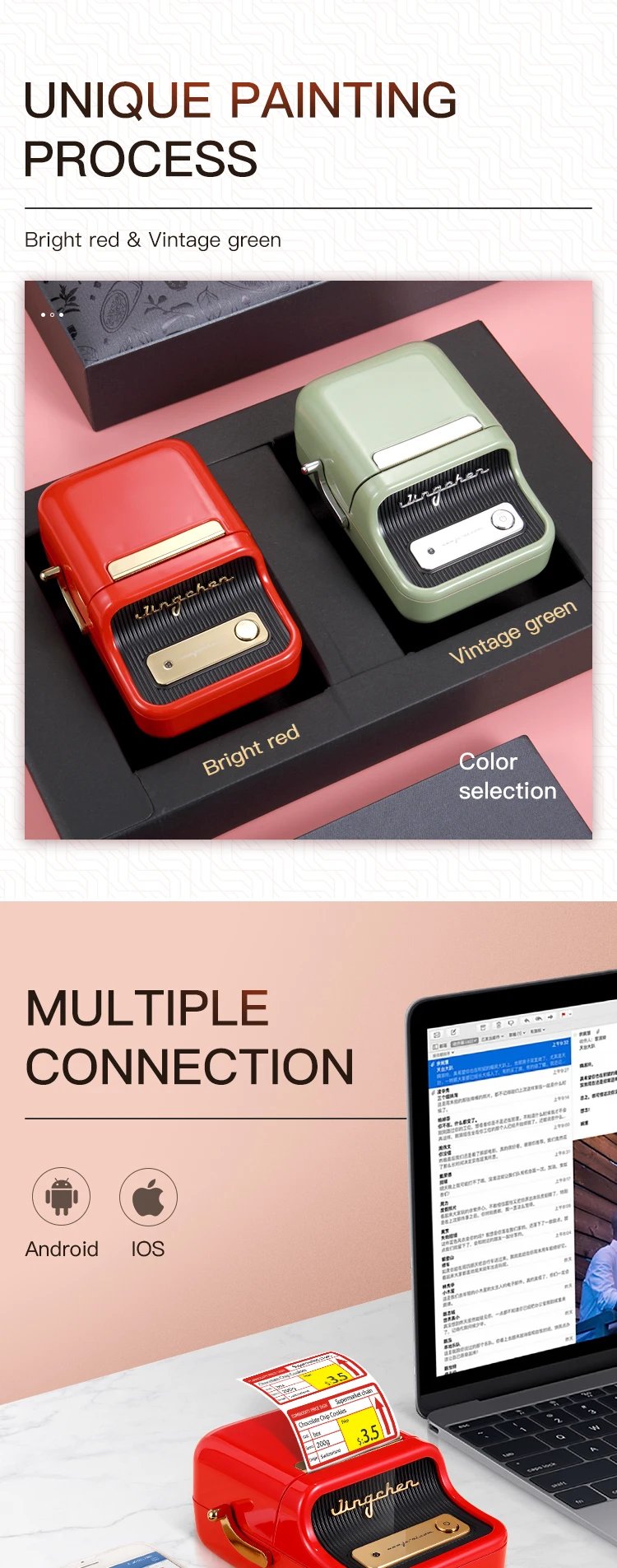 Niimbot B21 Mini Portable Thermal Label Printer Mini Adhesive Sticker Printers for Home Office For Mobile Phone NEW