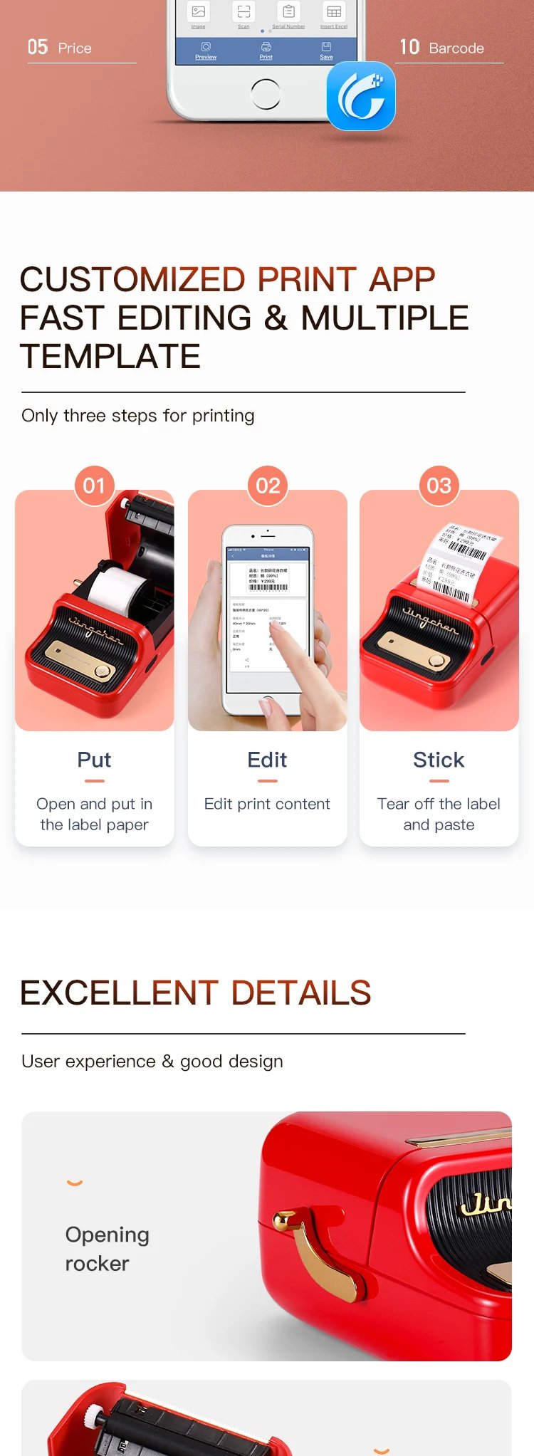 Niimbot B21 Mini Portable Thermal Label Printer Mini Adhesive Sticker Printers for Home Office For Mobile Phone NEW