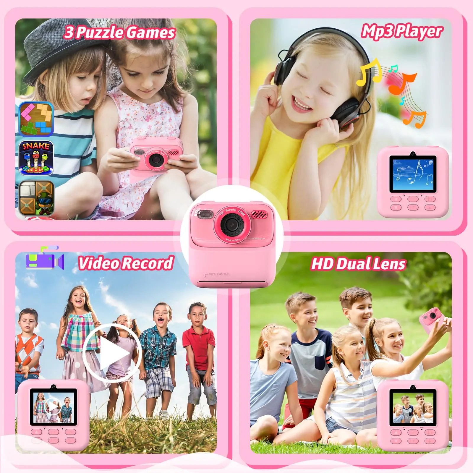 Upgrade Kids Camera Instant 1080P HD Dual Lens Selfie Digital Camera for Girls Boys Christmas Birthday Gifts Toys With 32G Print Upgrade Kids Camera Instant 1080P HD Dual Lens Selfie Digital Camera for Girls Boys Christmas Birthday Gifts Toys With 32G Print