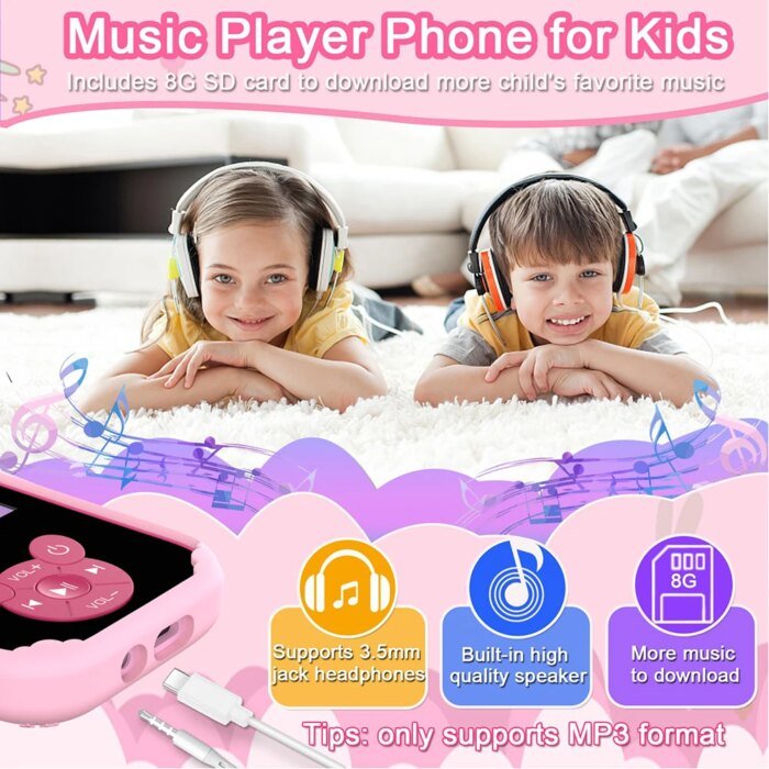 Kids Smart Phone Educational Toys Dual Camera Music Player Baby Phone With 8G Memro Game Learning for Age 3-12 Brithday Gifts - Image 6