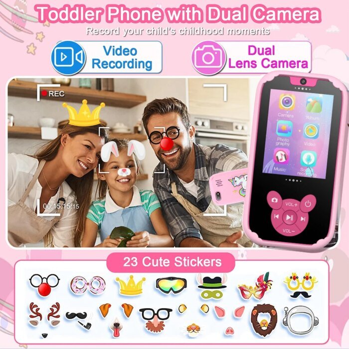 Kids Smart Phone Educational Toys Dual Camera Music Player Baby Phone With 8G Memro Game Learning for Age 3-12 Brithday Gifts - Image 3