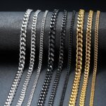 Cuban Chain Necklace for Men & Women, Stainless Steel Curb Link Chain Chokers, Vintage Gold Colour Solid Metal Collar