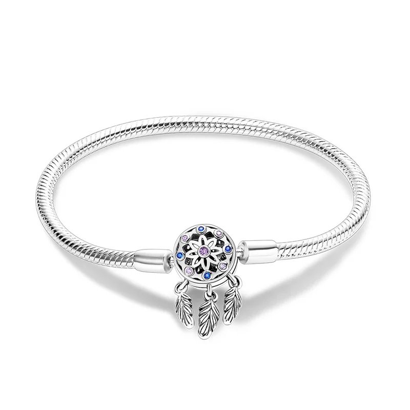 Bracelet Silver 925 Original 17-20CM Star Moon Sun Four Leaf Clover Green Zircon Bracelets Fit DIY Charms Birthday Jewelry Gifts Bracelet Silver 925 Original 17-20CM Star Moon Sun Four Leaf Clover Green Zircon Bracelets Fit DIY Charms Birthday Jewelry Gifts