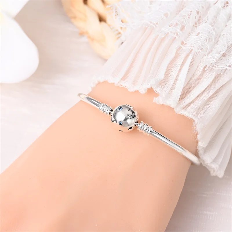 Bracelet Silver 925 Original 17-20CM Star Moon Sun Four Leaf Clover Green Zircon Bracelets Fit DIY Charms Birthday Jewelry Gifts Bracelet Silver 925 Original 17-20CM Star Moon Sun Four Leaf Clover Green Zircon Bracelets Fit DIY Charms Birthday Jewelry Gifts
