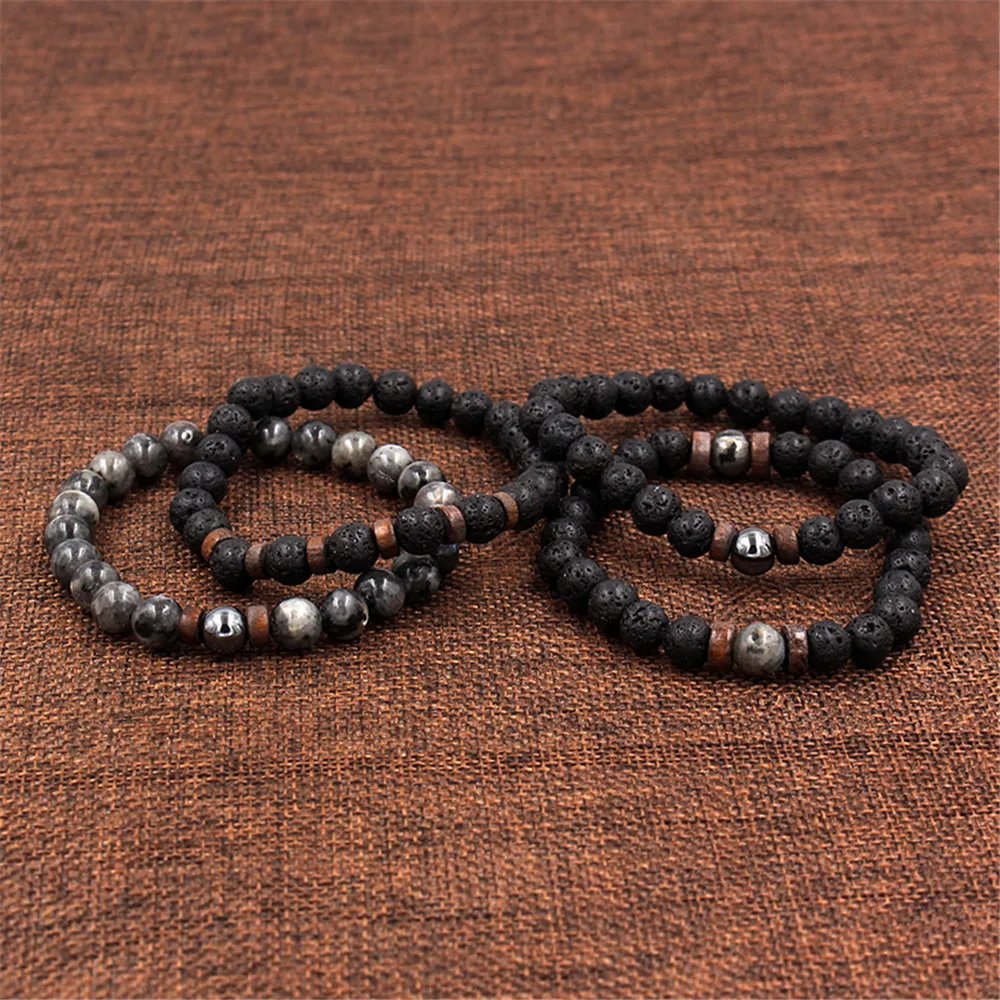 Volcanic Stone Bracelet for Men Lava Wooden Beads Bracelet Tibetan Buddha Wrist Chain Women Men Jewelry Gift New Bracelets
