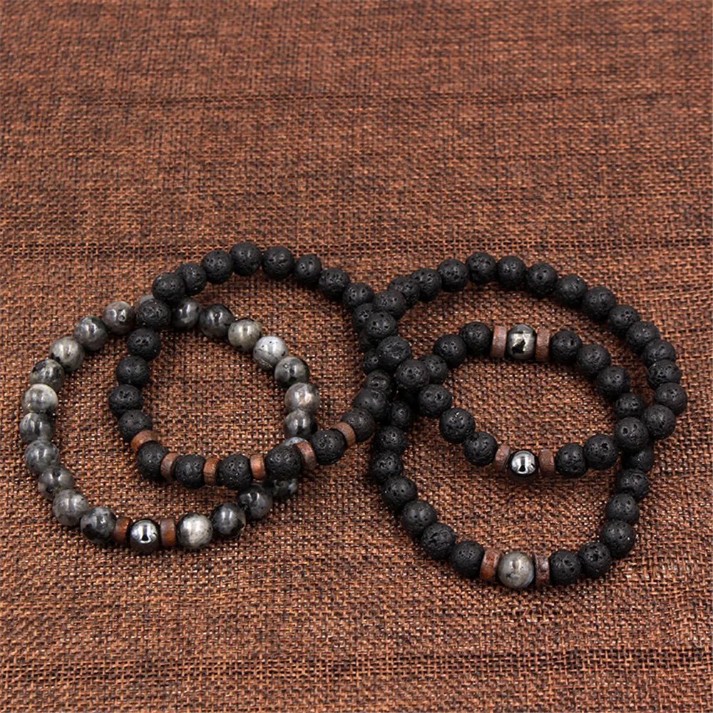 Volcanic Stone Bracelet for Men Lava Wooden Beads Bracelet Tibetan Buddha Wrist Chain Women Men Jewelry Gift New Bracelets
