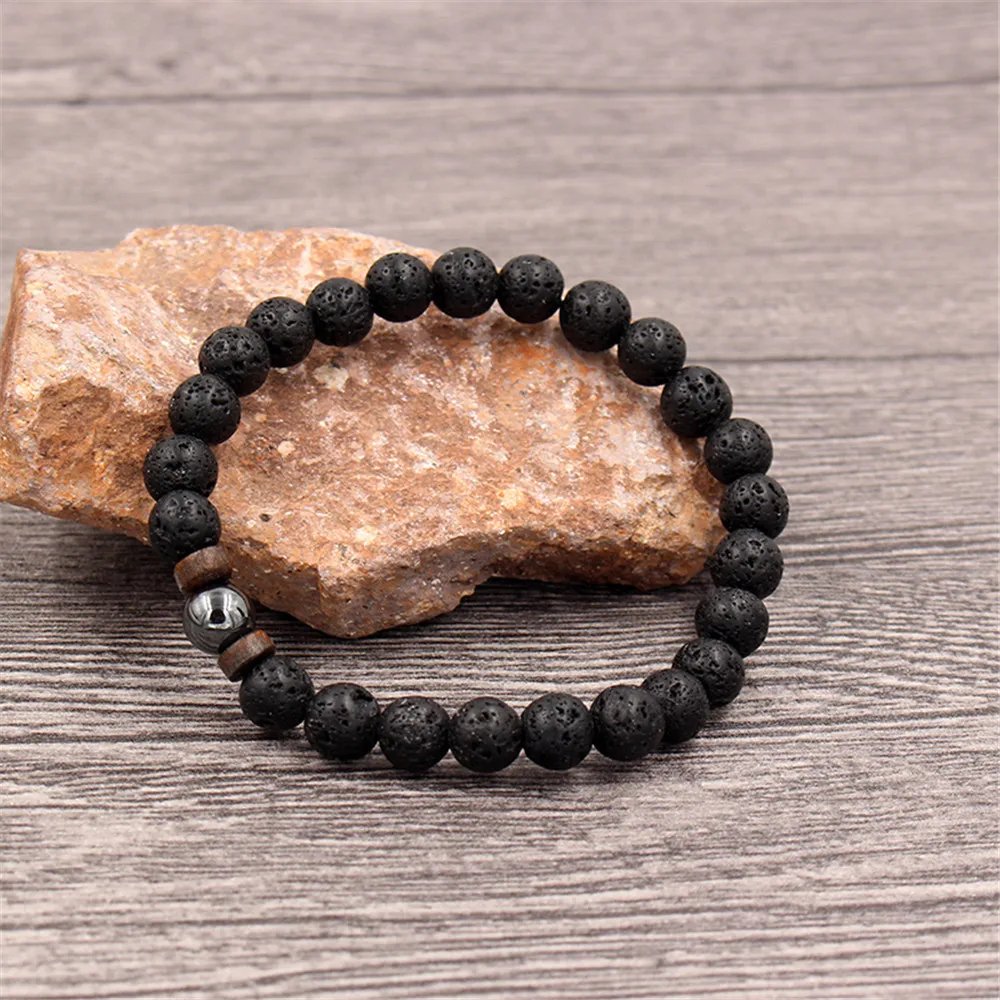 Volcanic Stone Bracelet for Men Lava Wooden Beads Bracelet Tibetan Buddha Wrist Chain Women Men Jewelry Gift New Bracelets