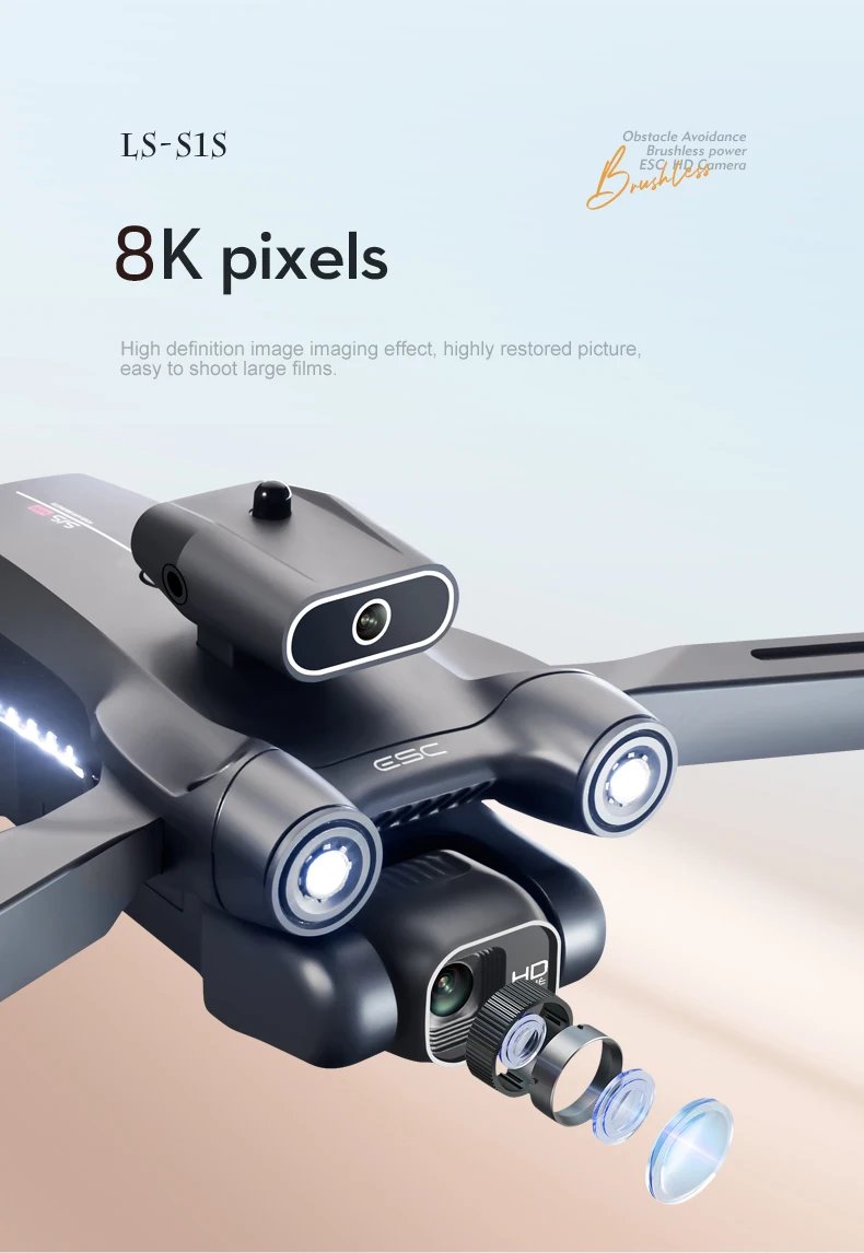 New S1S Mini Drone Caméra 8K Professional Brushless Motor Dron Obstacle Avoidance HD Dual Camera Foldable Quadcopter Toys