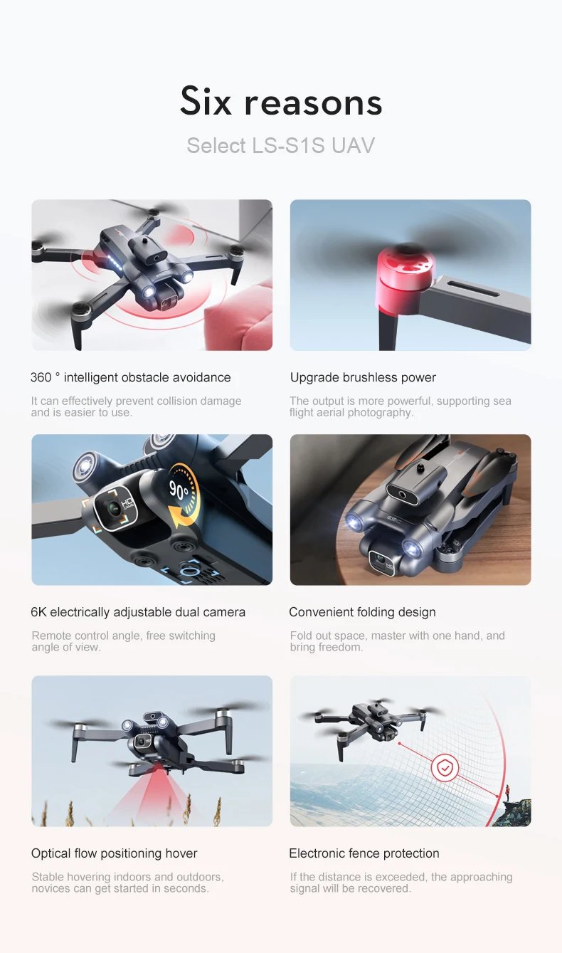 New S1S Mini Drone Caméra 8K Professional Brushless Motor Dron Obstacle Avoidance HD Dual Camera Foldable Quadcopter Toys