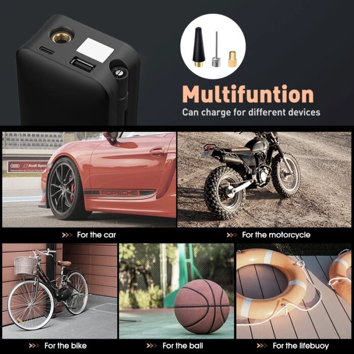 Portable Rechargeable Air Pump Tire Inflator Portable Compressor Digital Cordless Car Tyre Inflator For Motocycle Bicycle Balls - Image 3