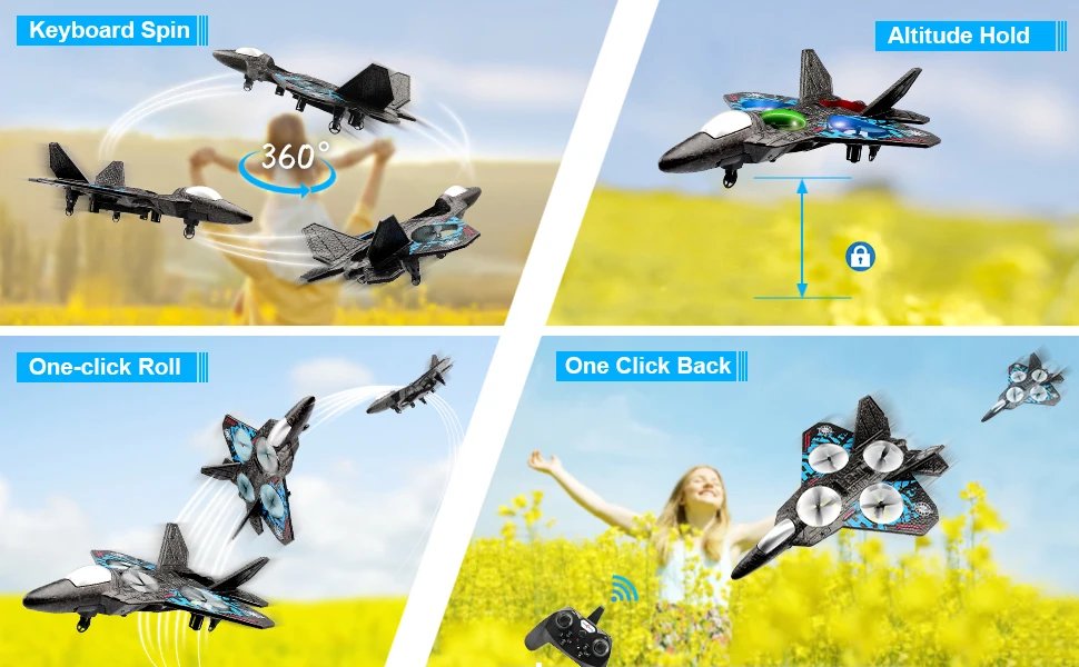 L0712 RC Plane 2.4G Remote Control Aircraft Gravity Sensing Helicopter Glider with Light EPP Foam Fighters for Boys Children