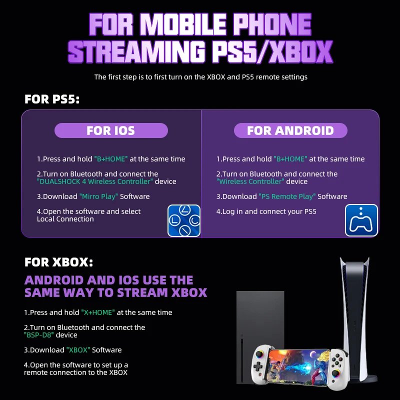 VILCORN D8 Gaming Dual Hall Flexible RGB Controller Streaming Gamepad for Tablet Android PS4 Switch PC Joystick