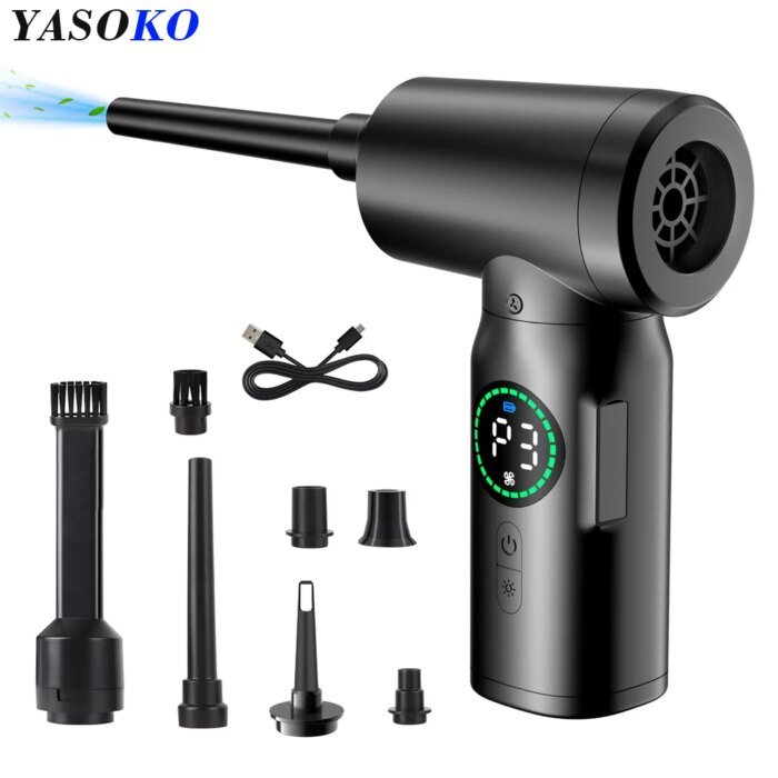 Portable Compressed Air Duster 2 in 1 Air Blower Cordless Duster Blower for Keyboard Computer Cleaning - Image 1
