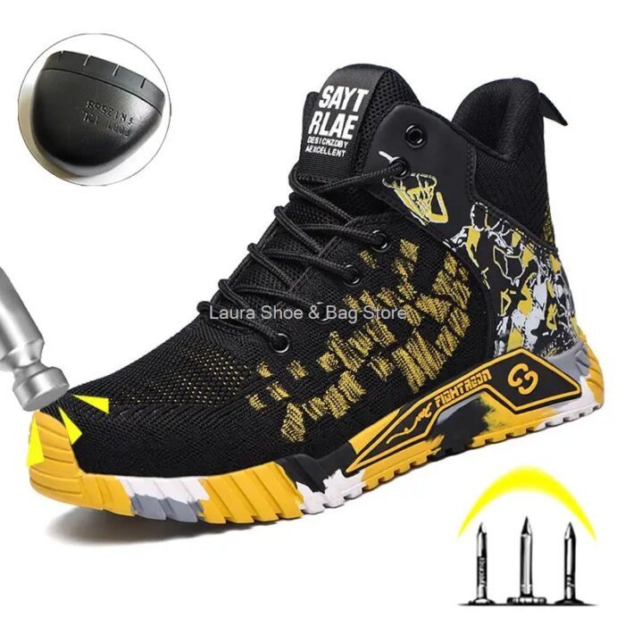 High Top Safety Shoes Men Steel Toe Work Shoes Men Women Work Safety Boots Anti Smash Safety Indestructible Work Boot Breathable - Image 1