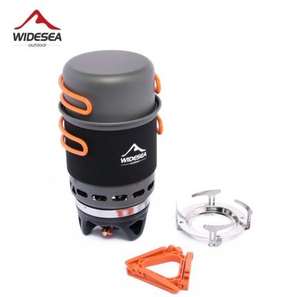 Camping Cooking System with Heat Exchanger Outdoor Gas Burner Stove Tourist Pot Set Cup Tableware Cookware Tourism Hike