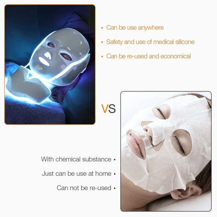 7 Colors LED Facial Mask with Neck LED Light Photon Mask Skin Rejuvenation Anti Acne Beauty Device Face Lifting Firm Massager - Image 6