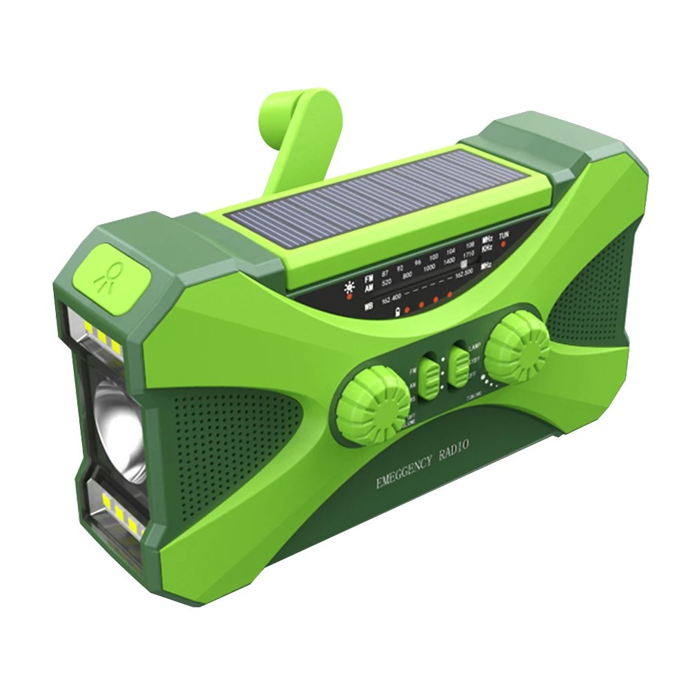 Emergency Flashlight Torch 10000mAh Power Bank Rechargeable Radio Hand Crank Solar USB AM/FM/NOAA Weather Radios Home Outdoors