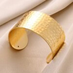 Exquisite Classic Bump Pattern Opening Bangle Bracelet For Women - Image 5