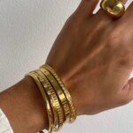 Fashion Punk Gold Color Bangles for Women Men Trendy Stainless Steel Metal Bracelets Bohemian Jewelry Accessories Gift