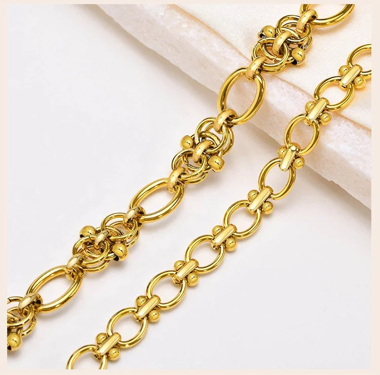 Statement Stainless Steel Chain Bracelet for Women, Vantage 18k Gold Plated Elegant Jewerlry