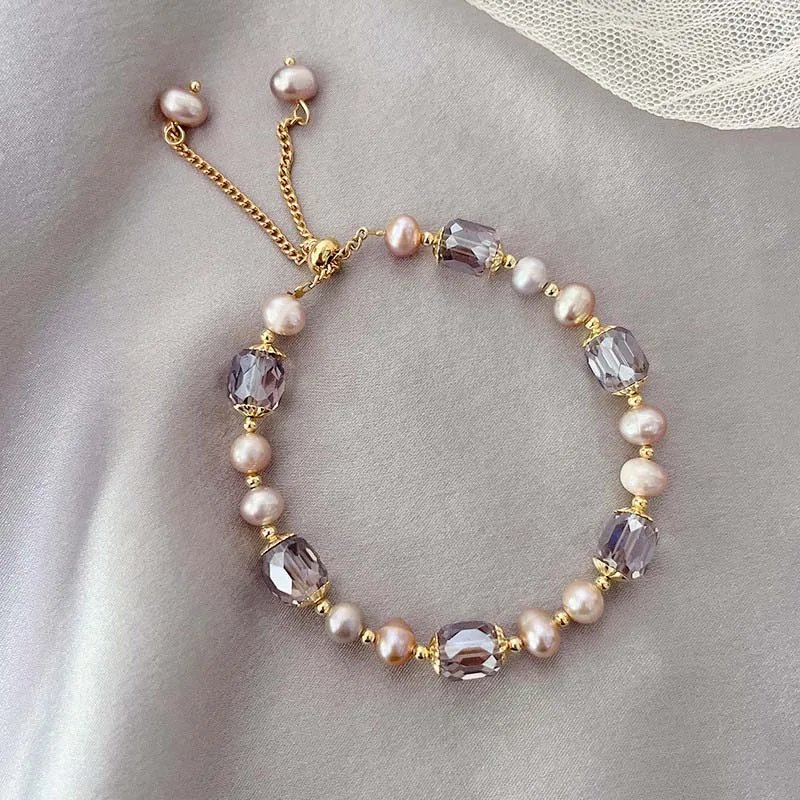 Vintage Purple Imitation Pearl Bracelet for Women Girls Fashion Design Crystal Adjustable Chain Bracelet Jewelry Gifts Vintage Purple Imitation Pearl Bracelet for Women Girls Fashion Design Crystal Adjustable Chain Bracelet Jewelry Gifts