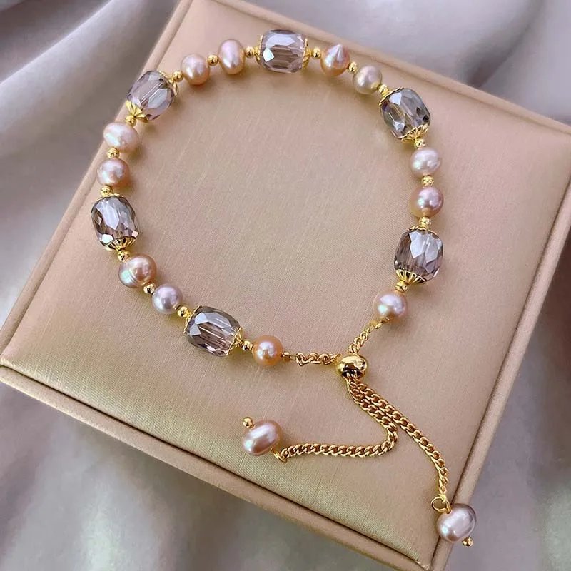 Vintage Purple Imitation Pearl Bracelet for Women Girls Fashion Design Crystal Adjustable Chain Bracelet Jewelry Gifts Vintage Purple Imitation Pearl Bracelet for Women Girls Fashion Design Crystal Adjustable Chain Bracelet Jewelry Gifts