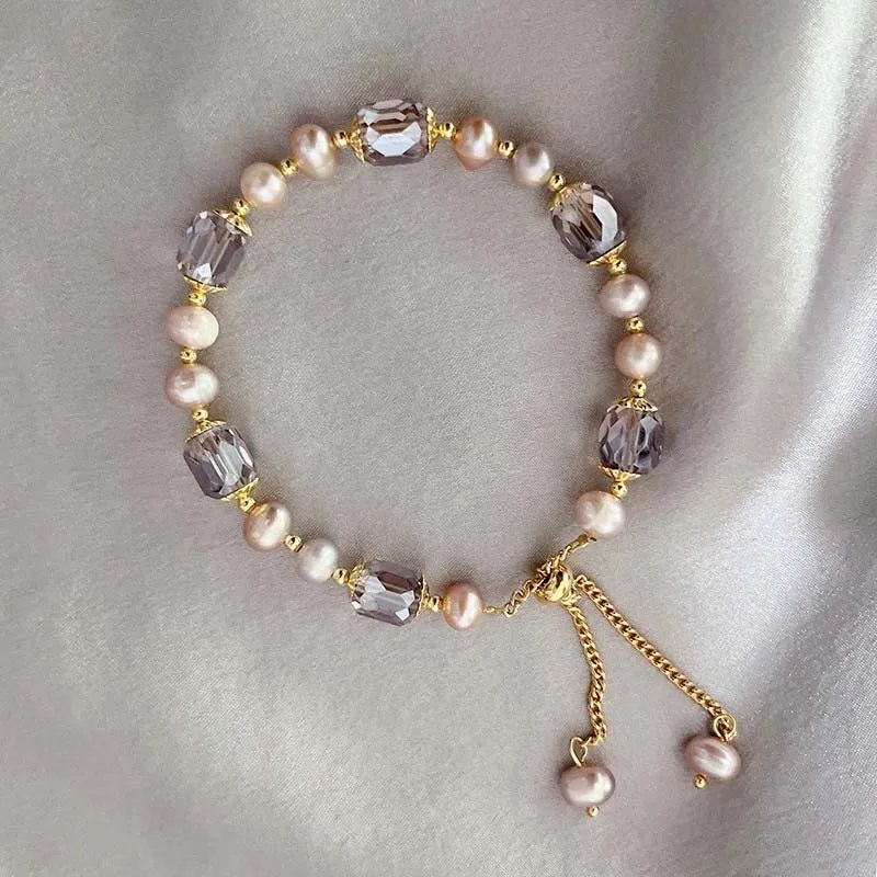 Vintage Purple Imitation Pearl Bracelet for Women Girls Fashion Design Crystal Adjustable Chain Bracelet Jewelry Gifts Vintage Purple Imitation Pearl Bracelet for Women Girls Fashion Design Crystal Adjustable Chain Bracelet Jewelry Gifts
