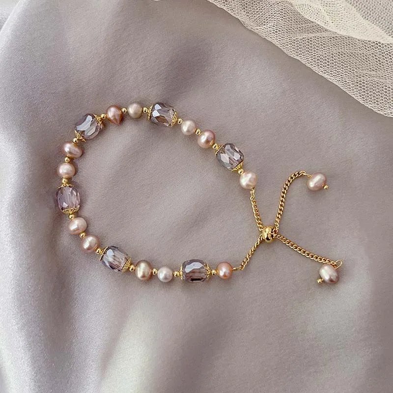 Vintage Purple Imitation Pearl Bracelet for Women Girls Fashion Design Crystal Adjustable Chain Bracelet Jewelry Gifts Vintage Purple Imitation Pearl Bracelet for Women Girls Fashion Design Crystal Adjustable Chain Bracelet Jewelry Gifts