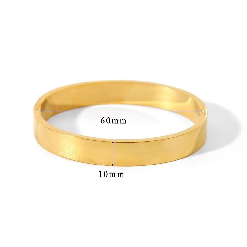Waterproof Stainless Steel Oval Smooth Bracelet Bangle Women Minimalist 18k Gold Color Charm Jewelry Gifts Wholesale