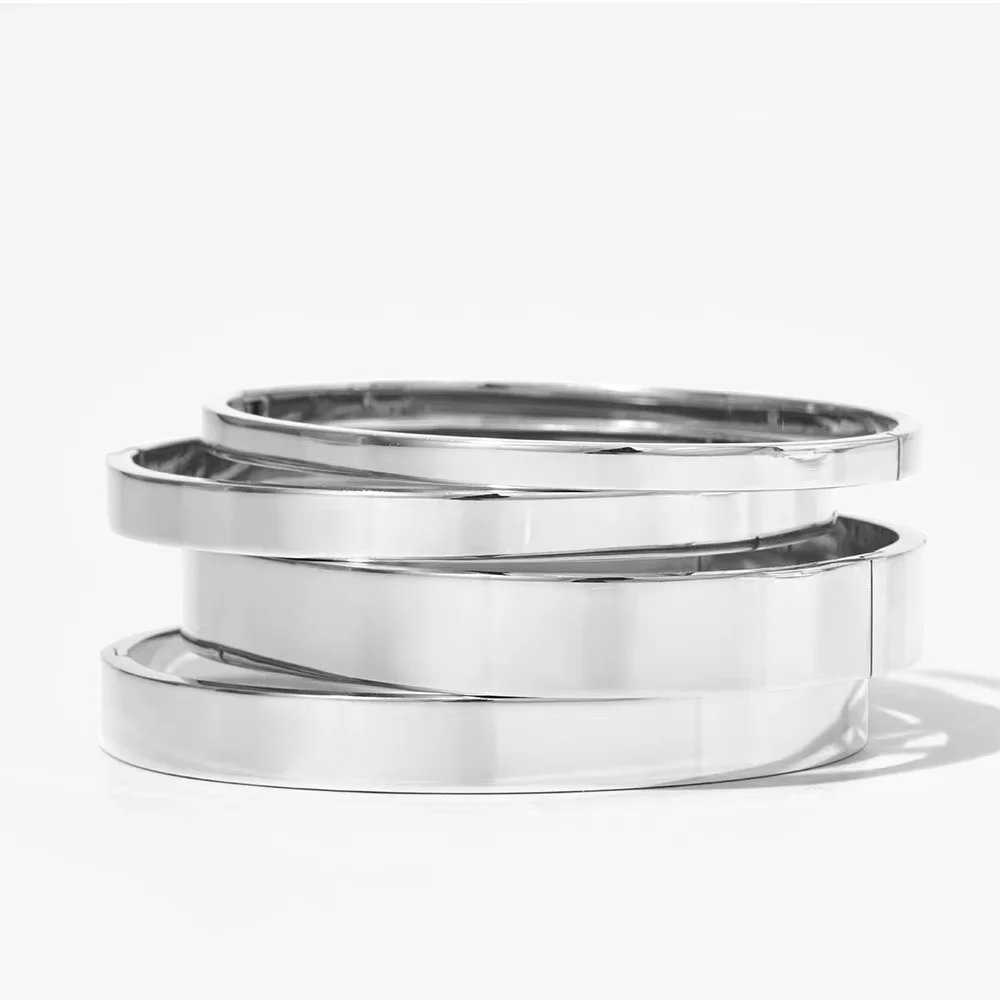 Waterproof Stainless Steel Oval Smooth Bracelet Bangle Women Minimalist 18k Gold Color Charm Jewelry Gifts Wholesale