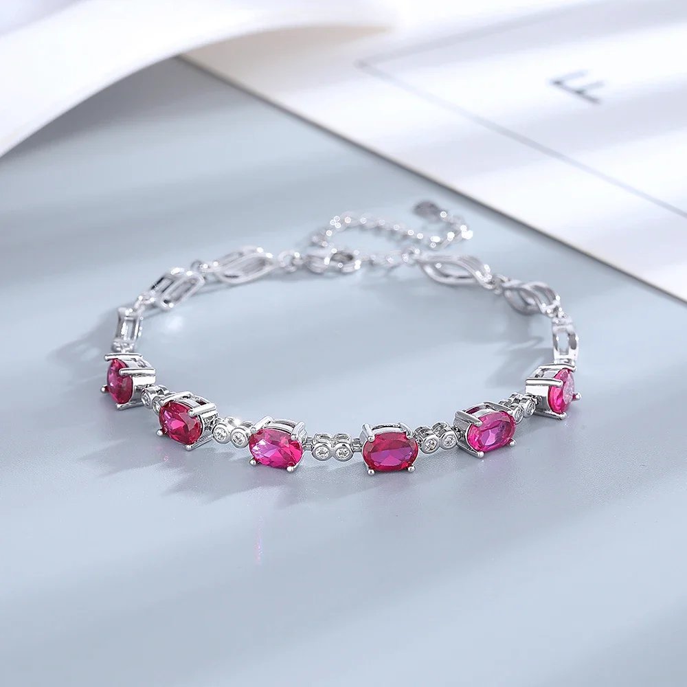 Female Topaz Bracelets 925 Sterling Silver Deep Sapphire Color Gemstone Bracelet for Student Girl Birthday Gift
