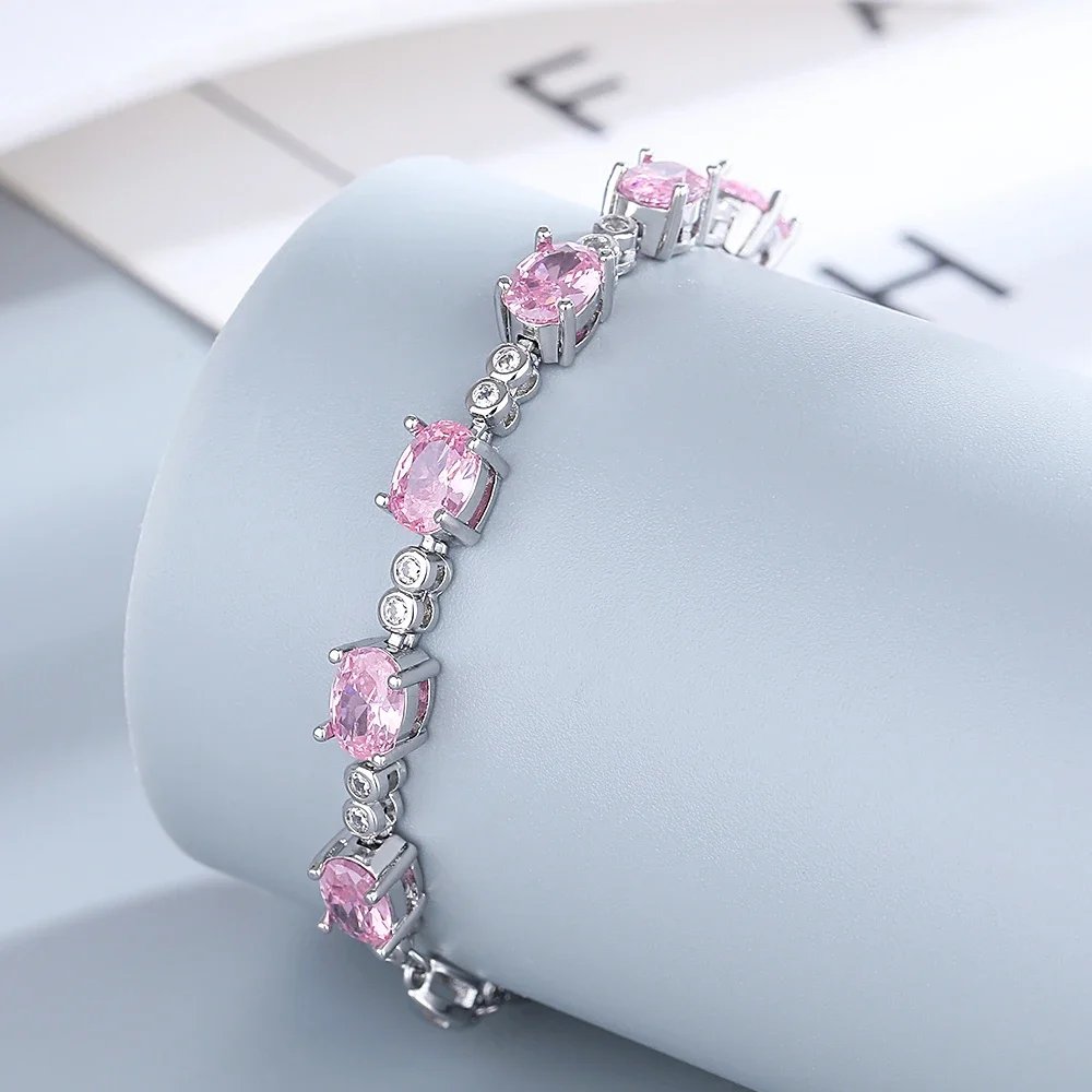 Female Topaz Bracelets 925 Sterling Silver Deep Sapphire Color Gemstone Bracelet for Student Girl Birthday Gift