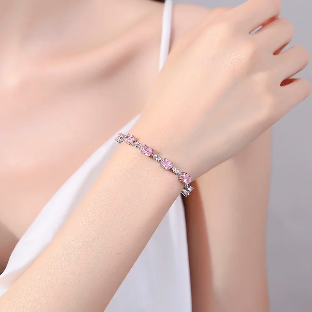 Female Topaz Bracelets 925 Sterling Silver Deep Sapphire Color Gemstone Bracelet for Student Girl Birthday Gift
