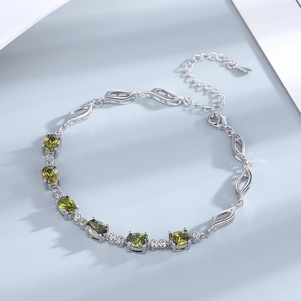 Female Topaz Bracelets 925 Sterling Silver Deep Sapphire Color Gemstone Bracelet for Student Girl Birthday Gift
