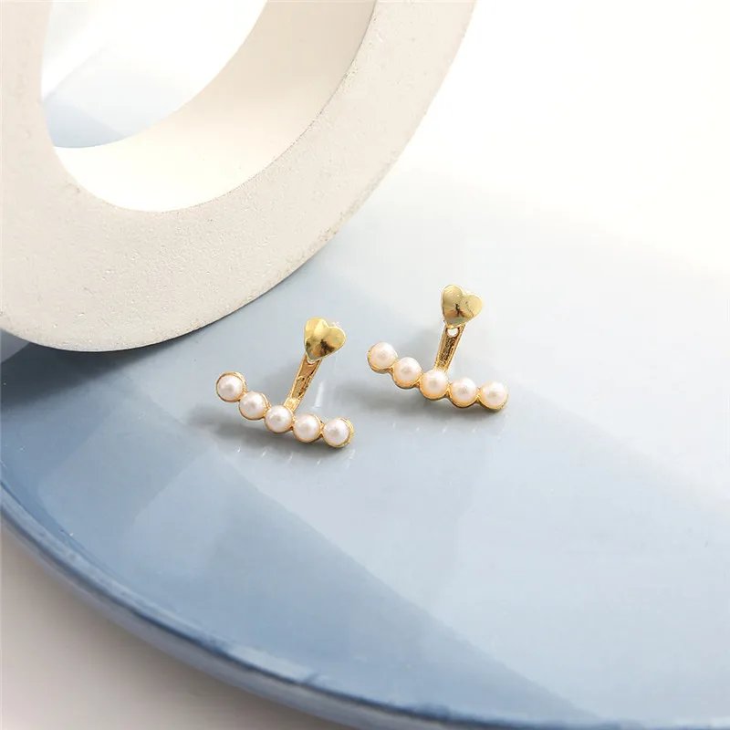 WUKALO 2024 New Elegant Gold Color Heart Pearl Stud Earrings Korean Fashion Jewelry For Woman Girls Accessories Wholesale WUKALO 2024 New Elegant Gold Color Heart Pearl Stud Earrings Korean Fashion Jewelry For Woman Girls Accessories Wholesale