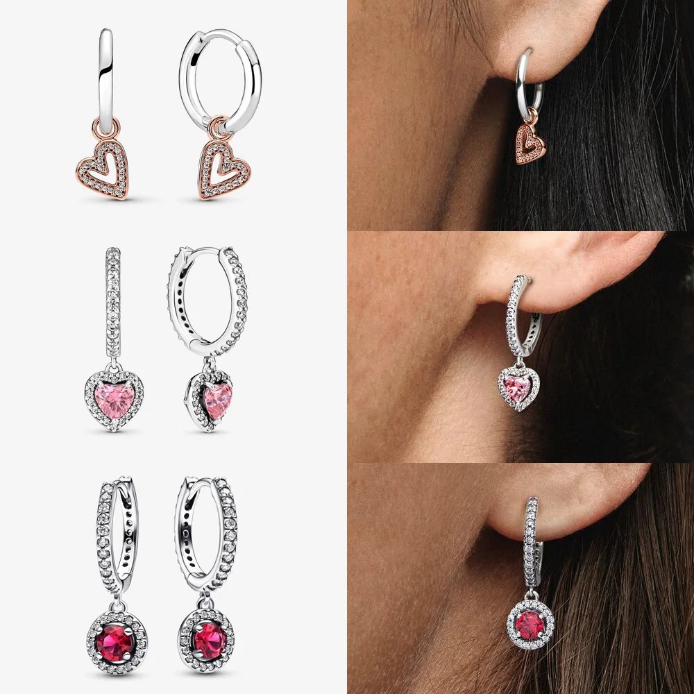 Original 925 Sterling Silver Earrings plata de ley Sparkling Love Heart Ear Studs Earrings for Women Jewelry Gifts Original 925 Sterling Silver Earrings plata de ley Sparkling Love Heart Ear Studs Earrings for Women Jewelry Gifts