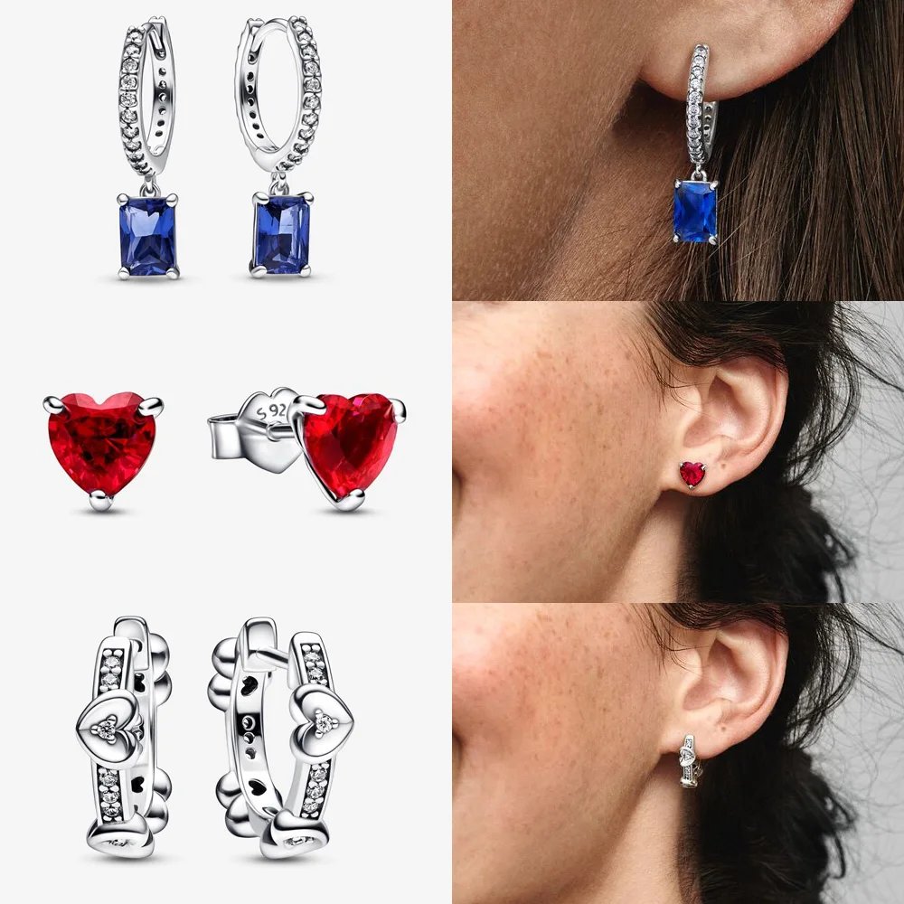 Original 925 Sterling Silver Earrings plata de ley Sparkling Love Heart Ear Studs Earrings for Women Jewelry Gifts Original 925 Sterling Silver Earrings plata de ley Sparkling Love Heart Ear Studs Earrings for Women Jewelry Gifts