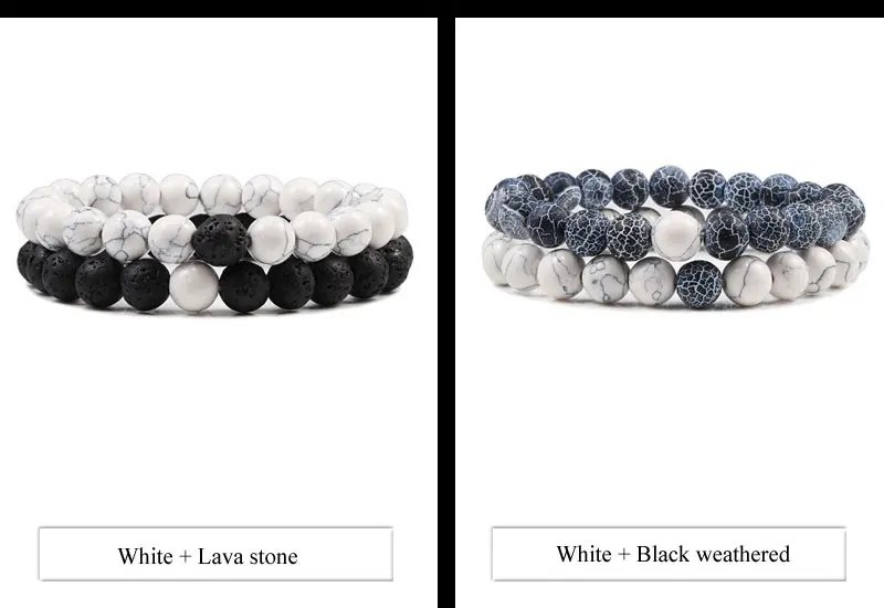Set Bracelet Couples Distance Black White Natural Lava Stone Tiger Eye Beaded Yoga Bracelets for Men Women Elastic Rope Jewelry Set Bracelet Couples Distance Black White Natural Lava Stone Tiger Eye Beaded Yoga Bracelets for Men Women Elastic Rope Jewelry
