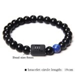 12 Constellation Zodiac Signs Beads Couples Bracelet Natural Black Onyx Stone Elastic Charm Bracelet for Women Men Birthday Gift - Image 4