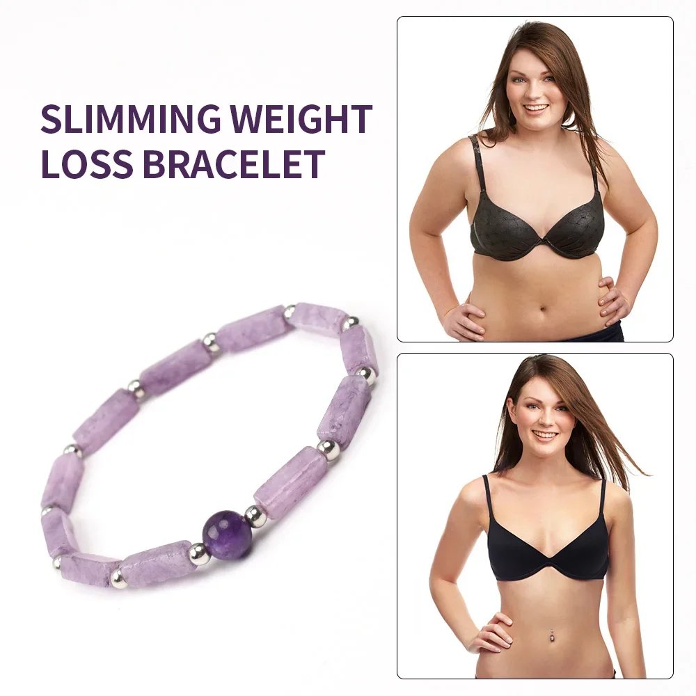 Natural Amethyst Body-purify Slimming Bracelet Stone Energy Yoga Bracelets for Women Weight Loss Bracelet Fatigue Relief Healing