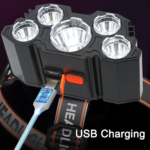 5 LED Flashlight Rechargeable with Built in Battery Strong Light Camping Adventure Fishing Head Light Headlamp - Image 4