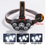 5 LED Flashlight Rechargeable with Built in Battery Strong Light Camping Adventure Fishing Head Light Headlamp - Image 2