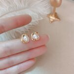 14k Gold Jewelry Real Gold Earrings Zircon Pearl Twist Luxury Stud Earrings for Women Brincos Pendientes Bijoux - Image 2