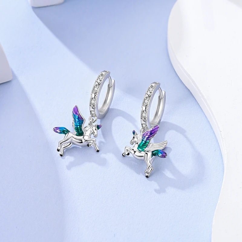 Hoop Earrings 925 Sterling Silver Starry Moon Feather Blue Shiny Zircon Inlaid Drop Earrings Women Fashion Jewelry Gift Hoop Earrings 925 Sterling Silver Starry Moon Feather Blue Shiny Zircon Inlaid Drop Earrings Women Fashion Jewelry Gift