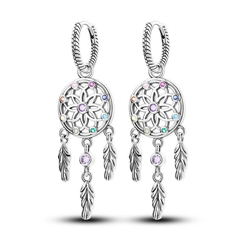 Hoop Earrings 925 Sterling Silver Starry Moon Feather Blue Shiny Zircon Inlaid Drop Earrings Women Fashion Jewelry Gift Hoop Earrings 925 Sterling Silver Starry Moon Feather Blue Shiny Zircon Inlaid Drop Earrings Women Fashion Jewelry Gift