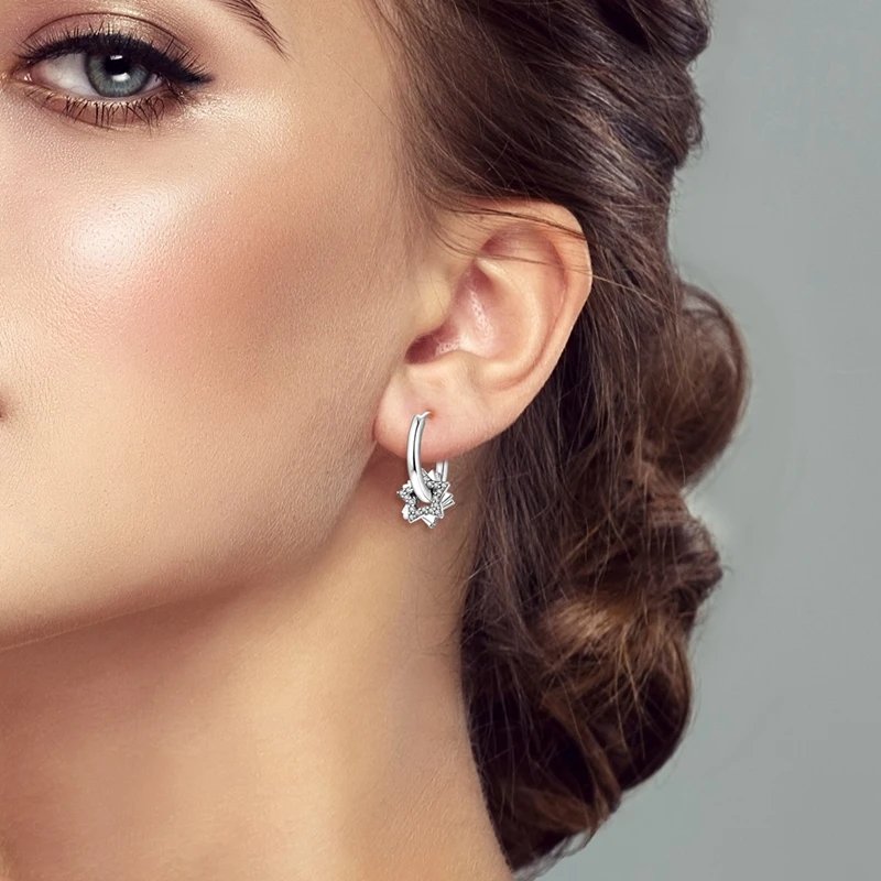 Hoop Earrings 925 Sterling Silver Starry Moon Feather Blue Shiny Zircon Inlaid Drop Earrings Women Fashion Jewelry Gift Hoop Earrings 925 Sterling Silver Starry Moon Feather Blue Shiny Zircon Inlaid Drop Earrings Women Fashion Jewelry Gift