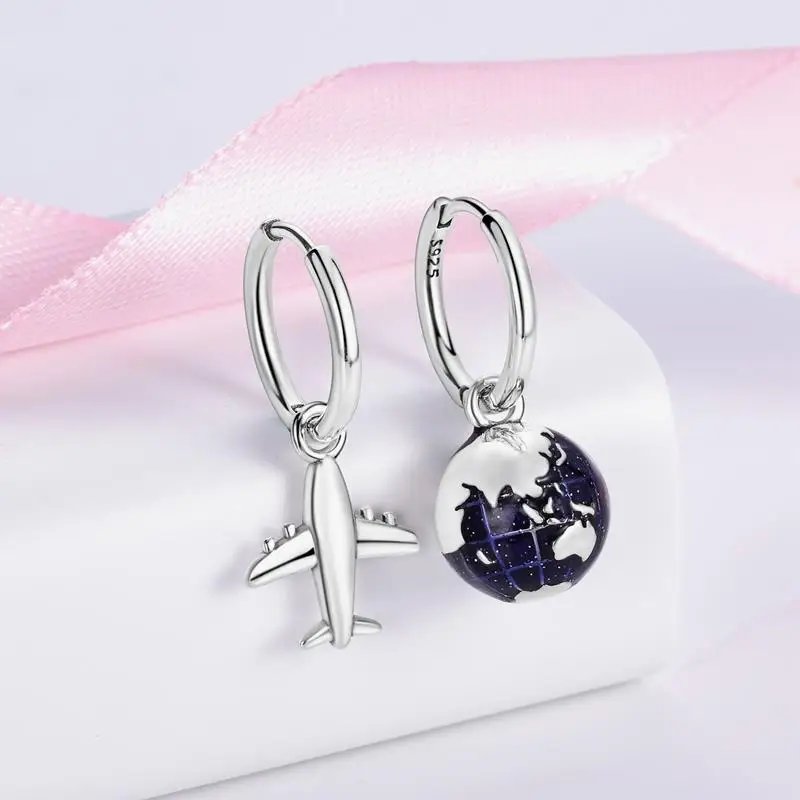 Hoop Earrings 925 Sterling Silver Starry Moon Feather Blue Shiny Zircon Inlaid Drop Earrings Women Fashion Jewelry Gift Hoop Earrings 925 Sterling Silver Starry Moon Feather Blue Shiny Zircon Inlaid Drop Earrings Women Fashion Jewelry Gift