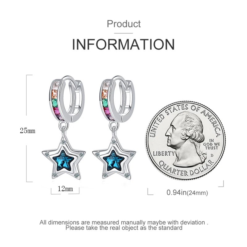 Hoop Earrings 925 Sterling Silver Starry Moon Feather Blue Shiny Zircon Inlaid Drop Earrings Women Fashion Jewelry Gift Hoop Earrings 925 Sterling Silver Starry Moon Feather Blue Shiny Zircon Inlaid Drop Earrings Women Fashion Jewelry Gift