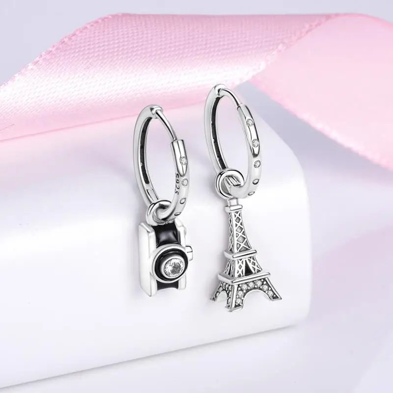 Hoop Earrings 925 Sterling Silver Starry Moon Feather Blue Shiny Zircon Inlaid Drop Earrings Women Fashion Jewelry Gift Hoop Earrings 925 Sterling Silver Starry Moon Feather Blue Shiny Zircon Inlaid Drop Earrings Women Fashion Jewelry Gift
